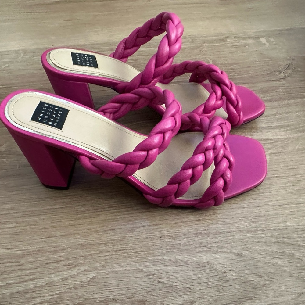 Elegant Fuchsia Braided Heeled Sandals